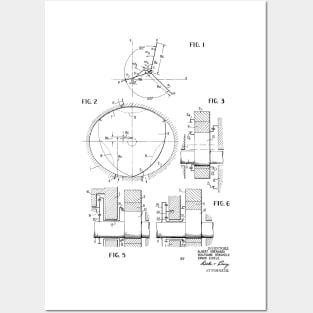 Rotary Pistol Engine Vintage Patent Hand Drawing Posters and Art